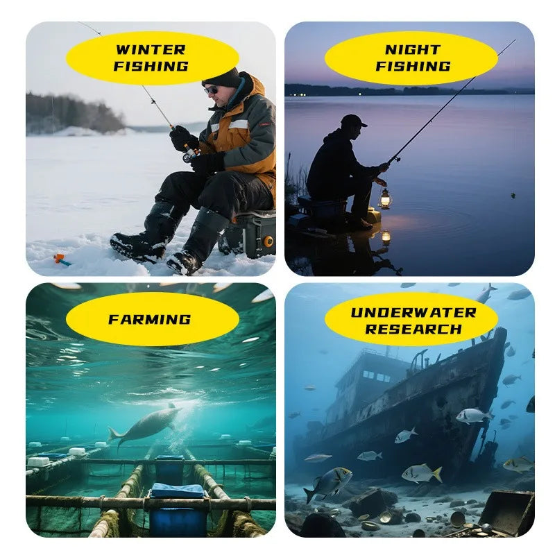 Underwater fishing camera, 1080P HD, portable fish finder equipped with a 4.3-inch LCD screen and infrared night vision light, suitable for fishing on ice lakes, boats, and kayaks.