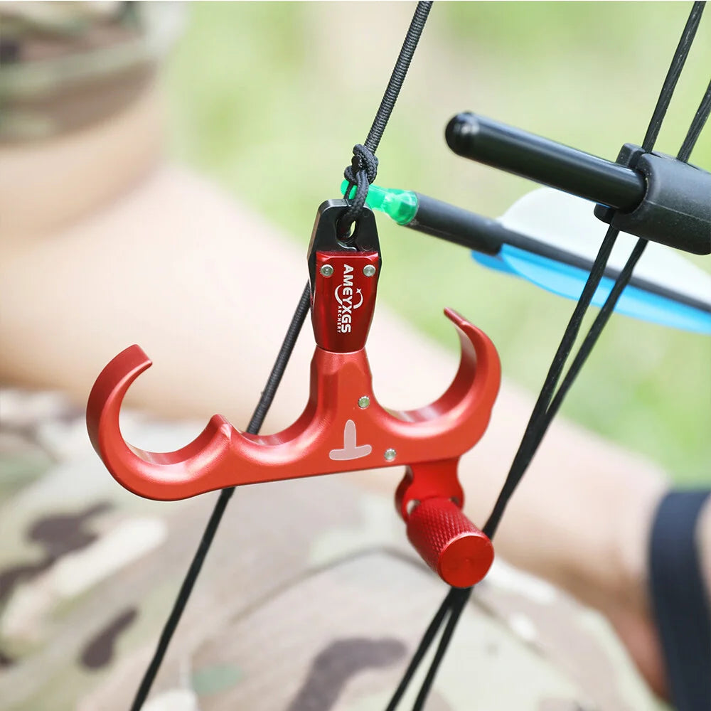 Archery Compound Bow Release 3 Finger 360° Rotatable Jaw Thumb Trigger Aluminum Alloy for LH RH Hunting Target Use