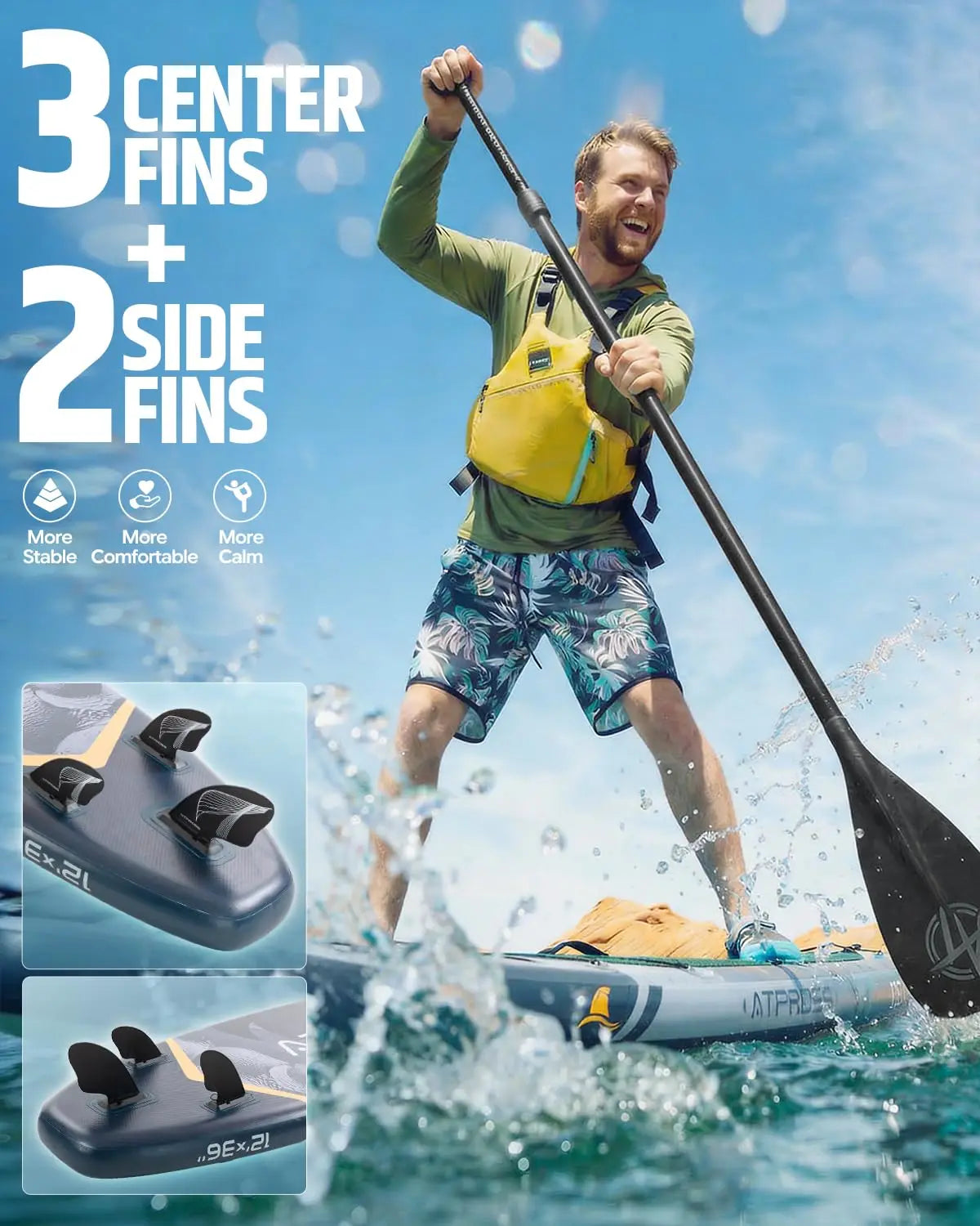 12'x36 Inflatable Paddle Board, 500lbs Extra Wide Stand Up Paddleboard for Adults with Premium SUP Accessories Kit &, Custom