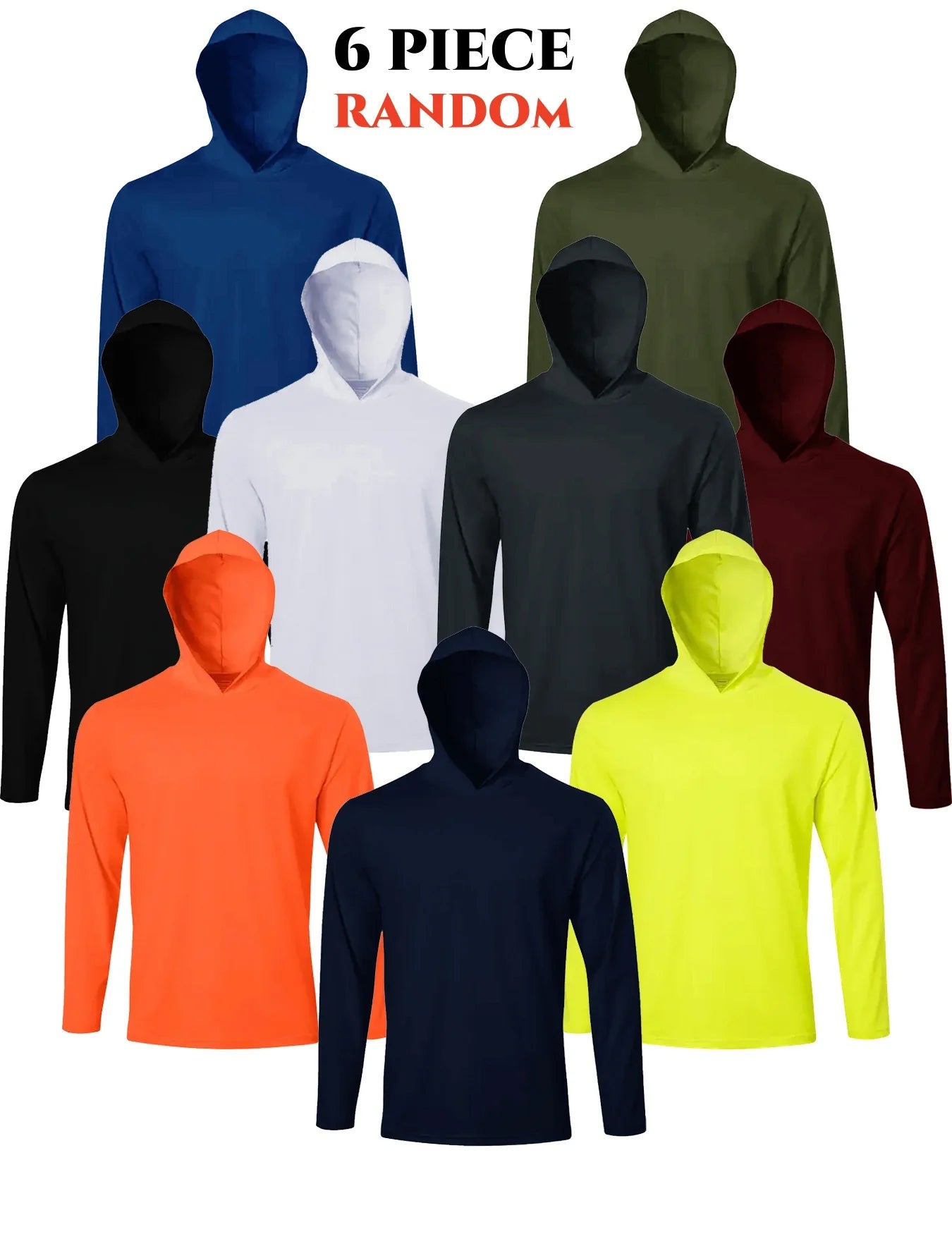 9-color random 6-piece men's quick drying long sleeved T-shirt moisture wicking casual hoodie