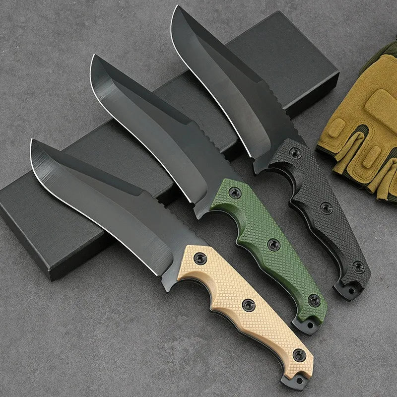 Outdoor survival knife, portable knife with K-sheath, multi-functional in the wild, sharp and portable, integrated keel survival