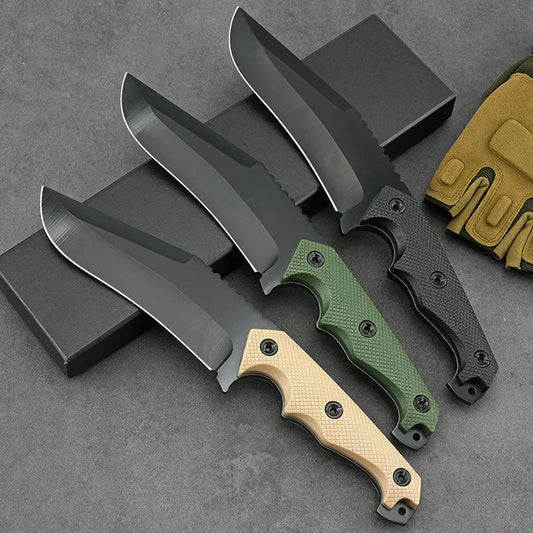 Outdoor survival knife, portable knife with K-sheath, multi-functional in the wild, sharp and portable, integrated keel survival