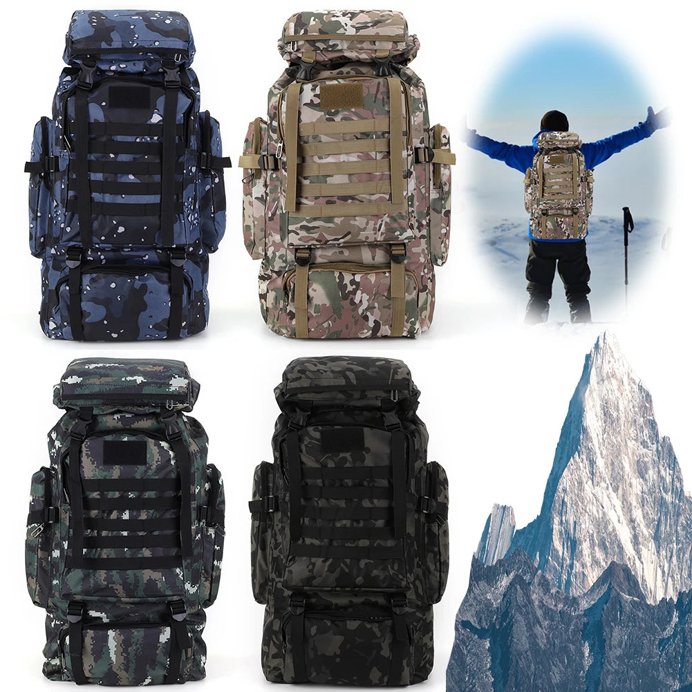 80L Mountaineering Backpack 600D Oxford Cloth Climbing Backpack Multiple Pockets Mountain Climbing Rucksack for Outdoor Sports
