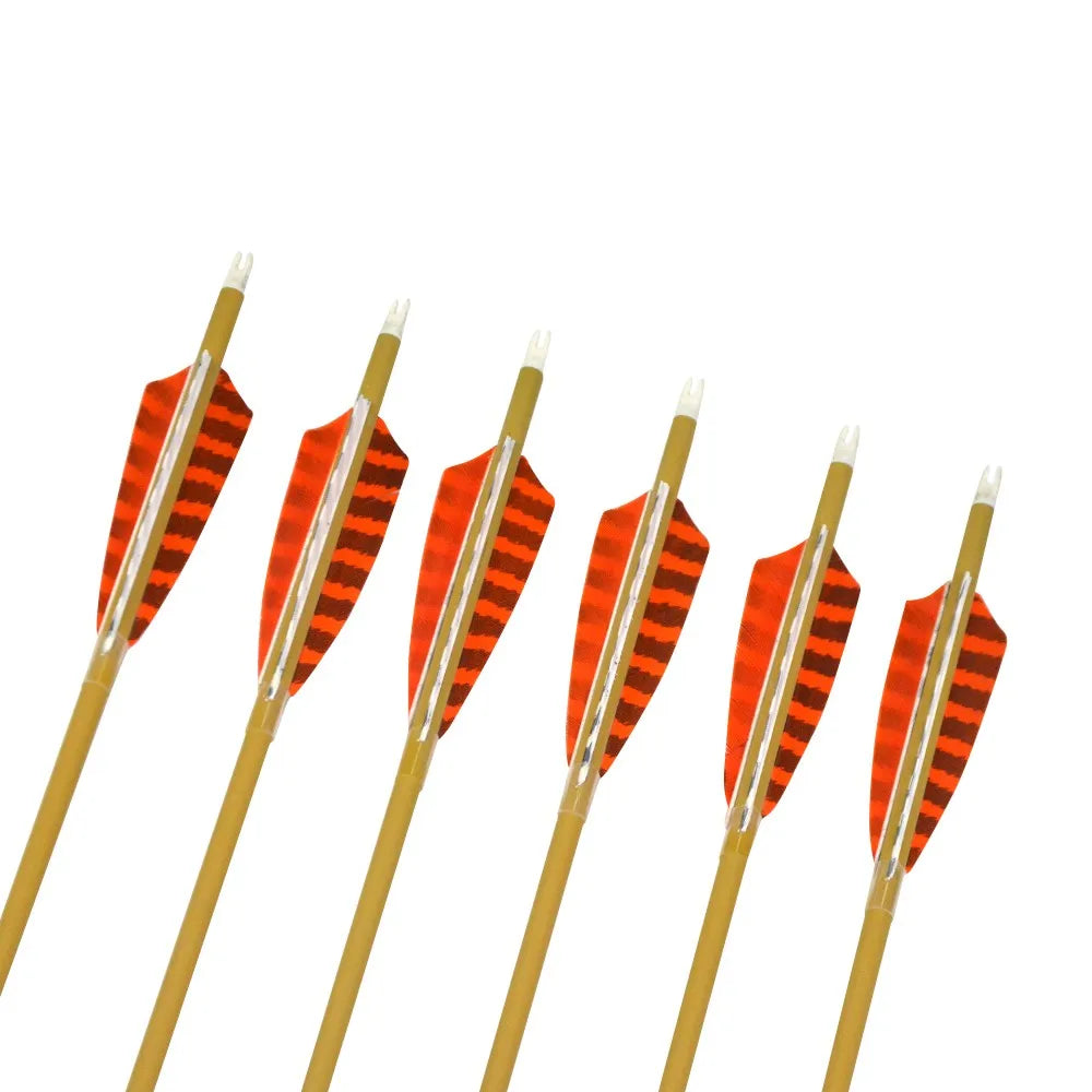 12pcs Pure Carbon Arrows 30" Spine500 4" Turkey Feathers ID6.2mm OD7.6mm for Recurve Compound Bow Hunting