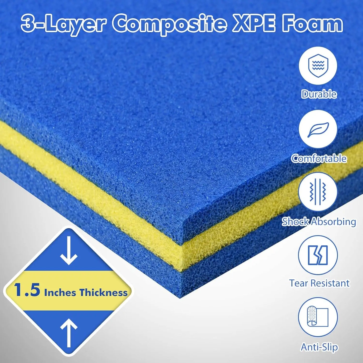 Floating Water Pad, 9/18 FT x 6 FT Water Foam Mat with Rolling Pillow, 3-Layer Floating Island for Pool River Lake, Customized