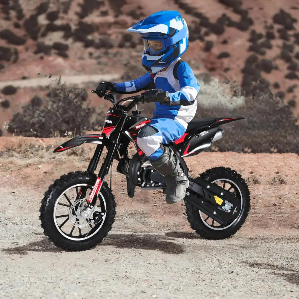 Off-road Motorcycle Mini Kid Dirt Bike, 49CC 2-Stroke Gas Powered Motorbike, Shock Absorption Pocket Motorcycle, Up To 25 Mph