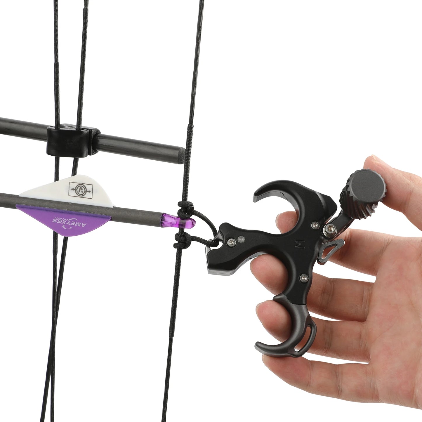 Archery Release Aid, 3/4 Finger Aluminum Grip, Thumb Trigger for Compound Bow, Hunting & Target Shooting, Left/Right Hand Compatible Archery Accessories