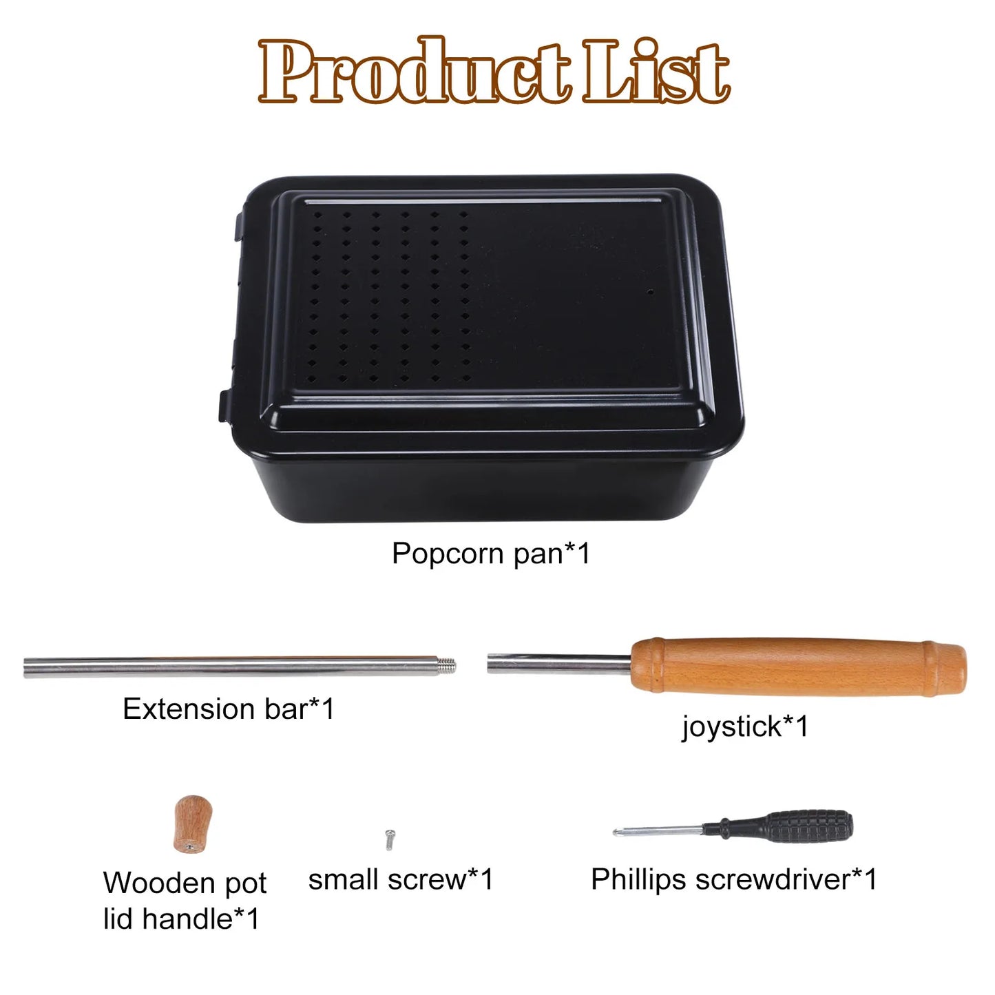 Cast Iron Popper with Nonstick Finish and Extended Handle Fireplace Popcorn Popper for Backyard RV Camping and Home Use