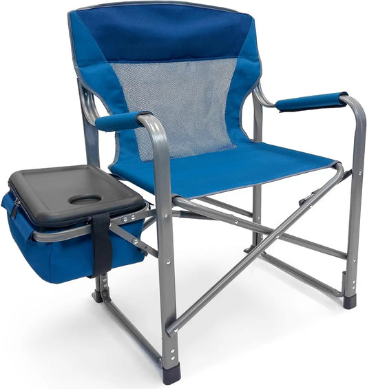 Extra Wide Folding Director Chair - Supports 600lbs, Heavy Duty for Camping, Patio, Sports - Portable with Side Table & Bag