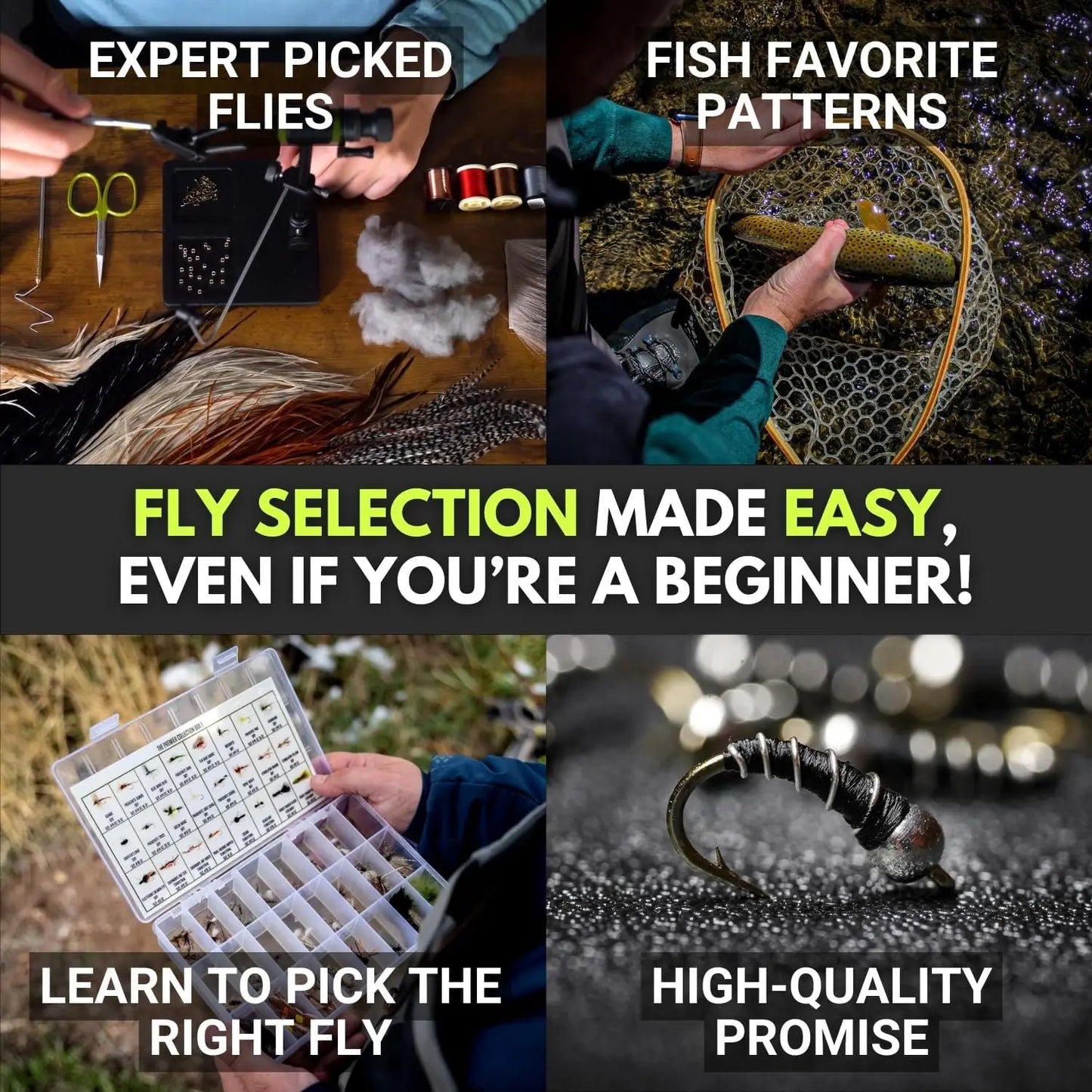 122 Premium Hand Tied Fly Fishing Flies Assortment with Two Fly Boxes | Dry, Wet, Nymphs, Streamers, Wooly Buggers, Terrestrials | Trout, Bass Lure Set, Kit, Gift