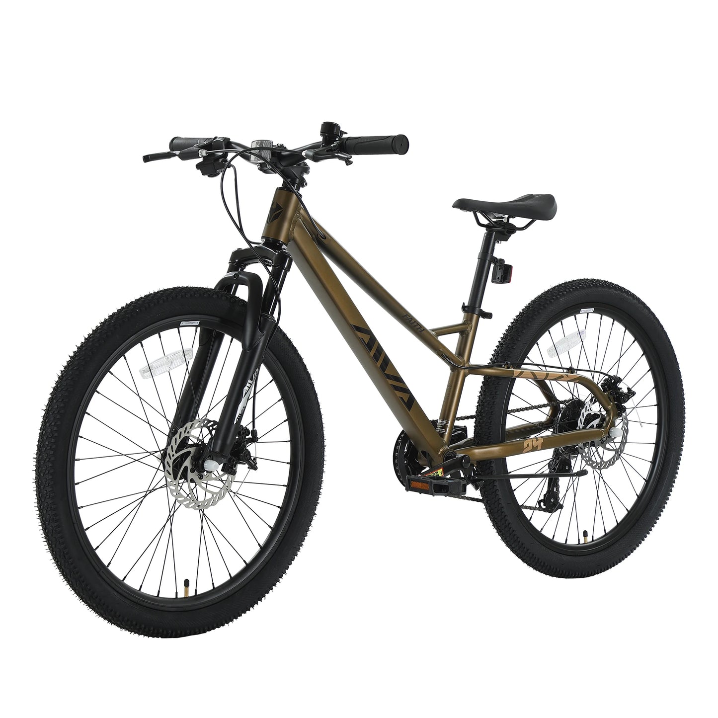AIVA FAITH24 24 Inch Hardtail Mountain Bike, 7-Speed MTB, Bicycle for Teens & Adults, Lightweight Aluminum Frame, Suspension Fork, Front & Rear Disc Brakes