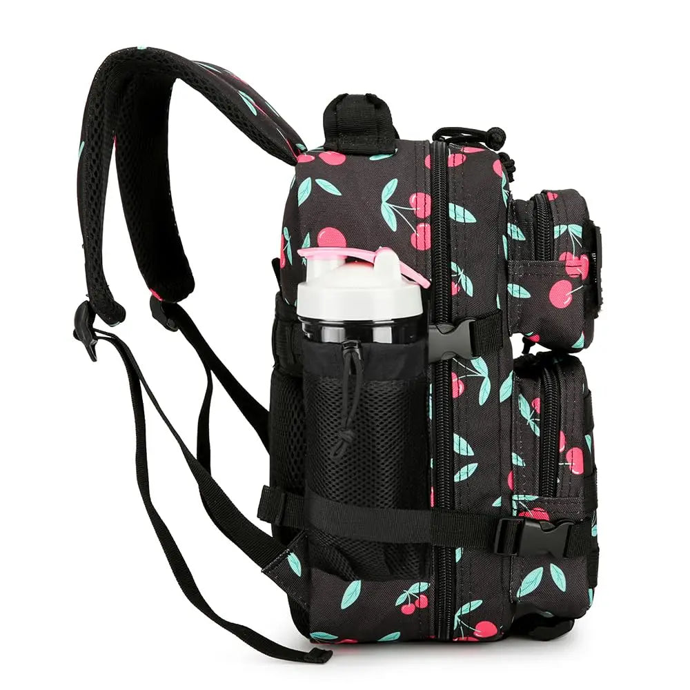 9L Cherry Print Tactical Backpack For Adults Hiking Fitness Small Utility Bag