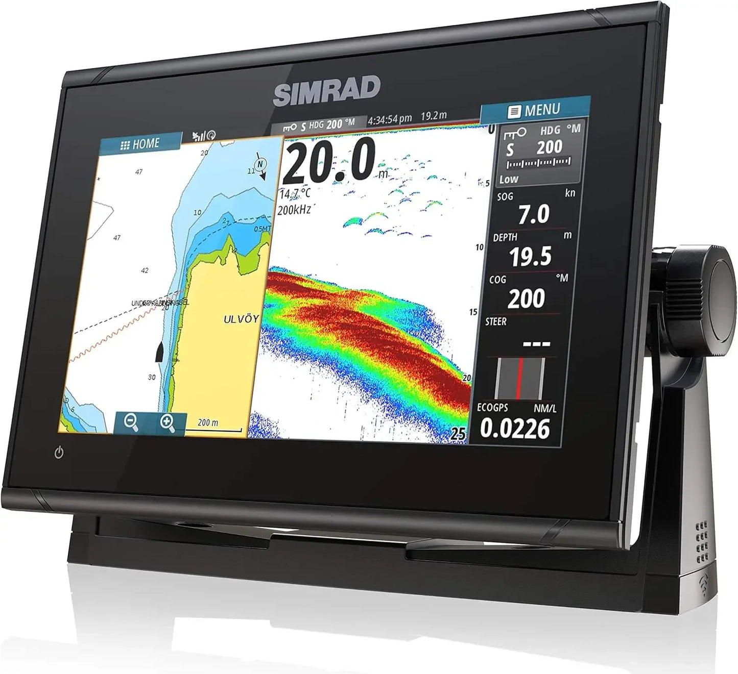 Simrad GO Chartplotter Fish Finder with Transducer Radar Options Preloaded C-MAP Discover Chart Card for Marine Navigation