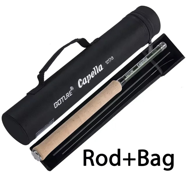 Goture 12FT/3.6M Fly Fishing Rod Combo 30T Carbon Fiber Portable Telescopic Tenkara Rod for Travel Trout Bass Crappie