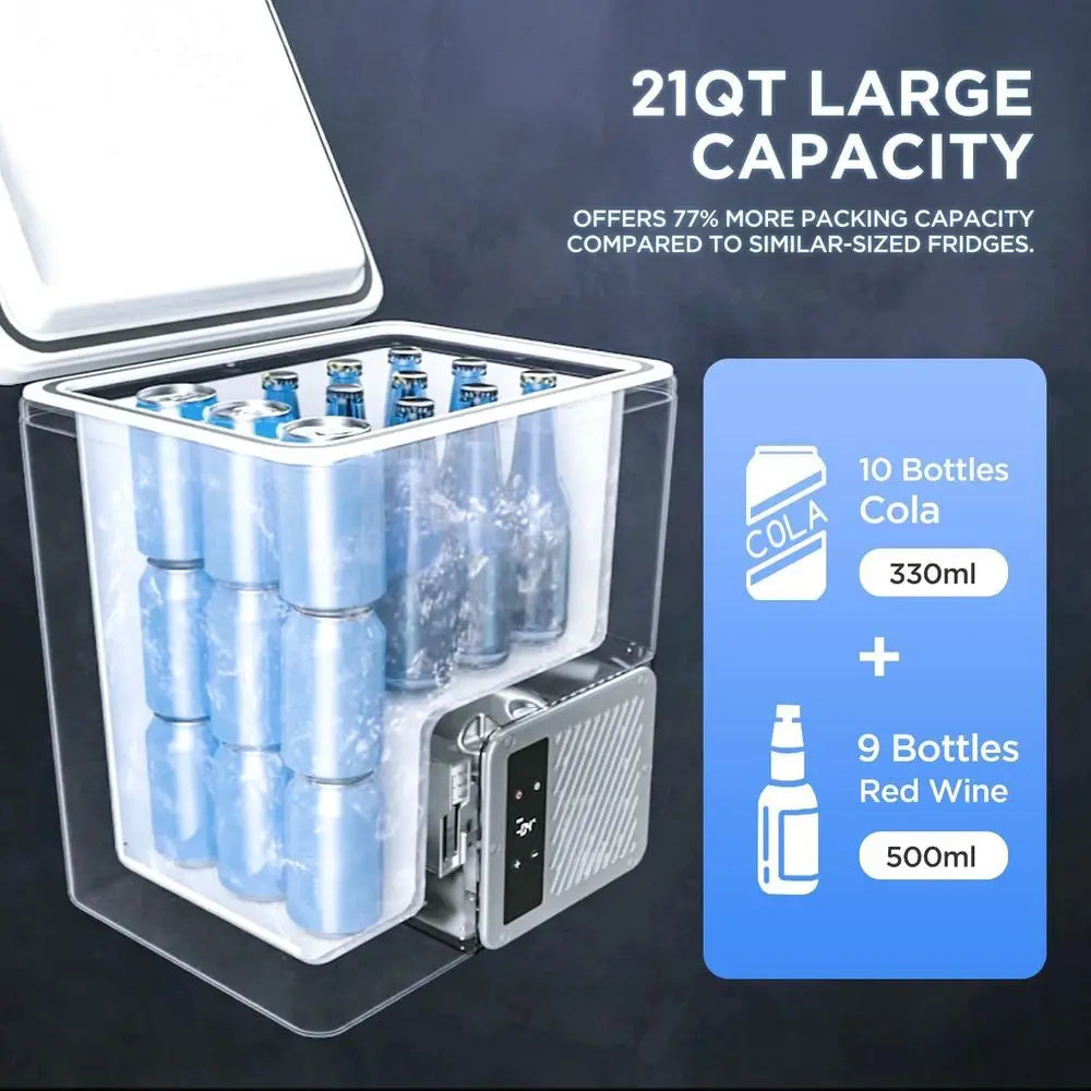 Electric Camping Cooler, Battery Powered Refrigerator, 21QT 20L Portable Fridge 468 Compressor Cooler for Camping, Road Trips,
