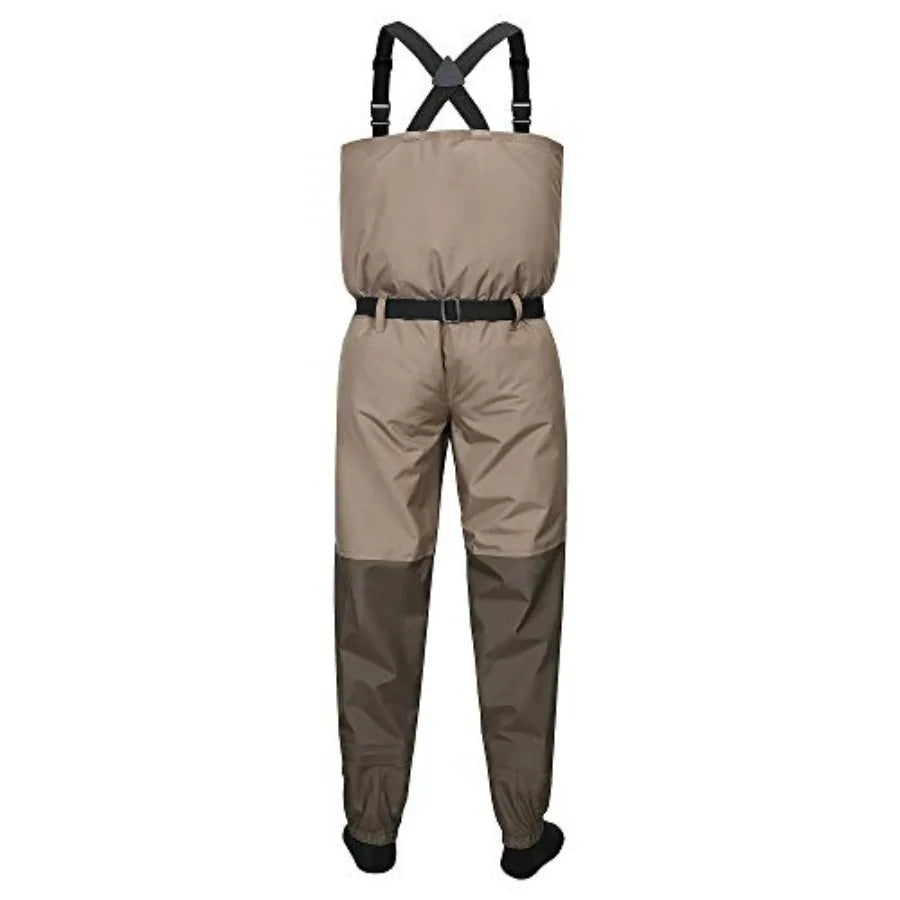 Duck and Fish Hunting Fishing Breathable Wader Stocking Feet: Nylon Shell, Olive Green, Reinforced Seams Quick-Dry Fabric