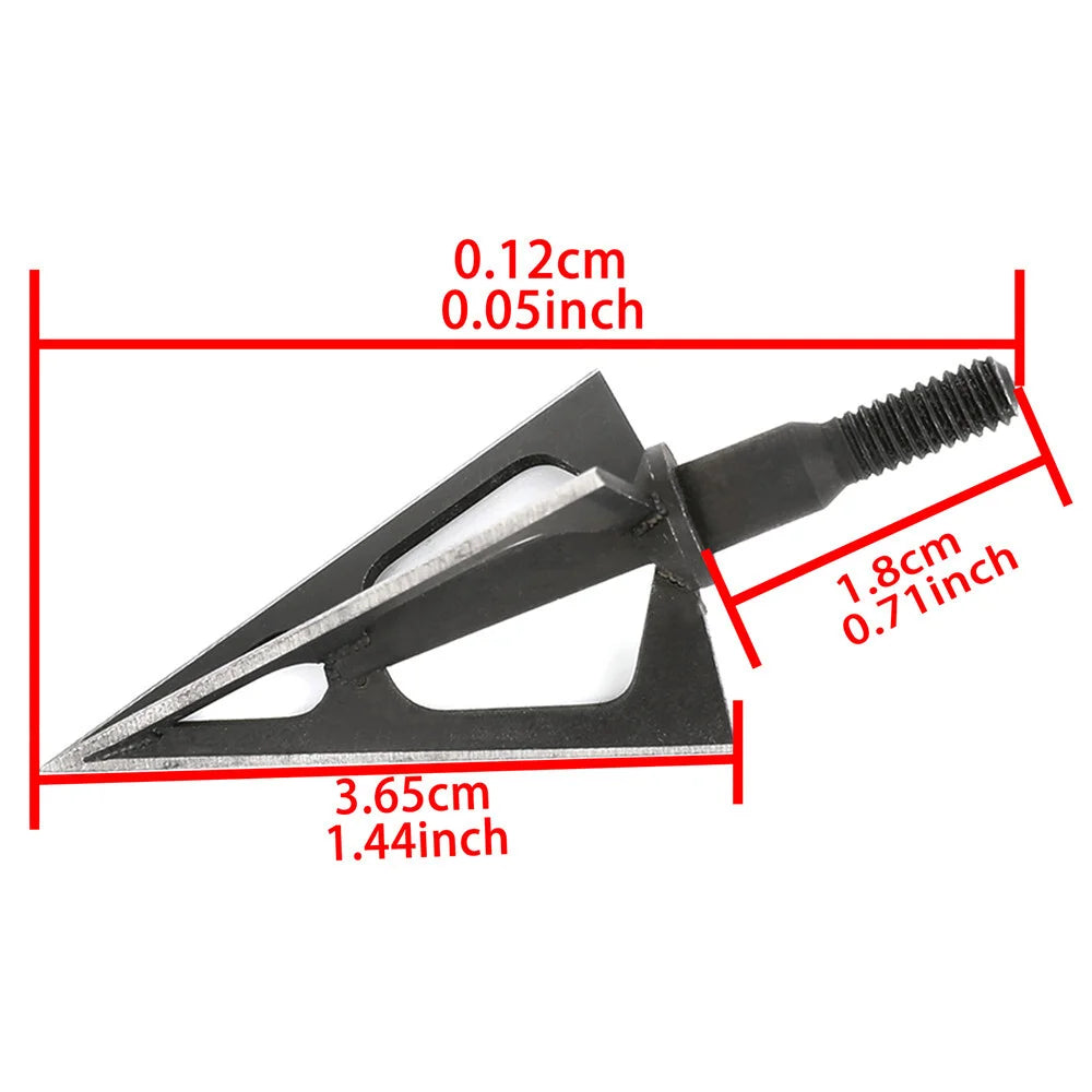 Broadhead Arrowheads 12pcs 100Grain 3 Fixed Blades Stainless Steel Sharp Screw-in Tips for DIY Arrow Shaft Compound Recurve Bow Hunting Shooting Target Practice Durable Corrosion-Resistant Archery Accessories
