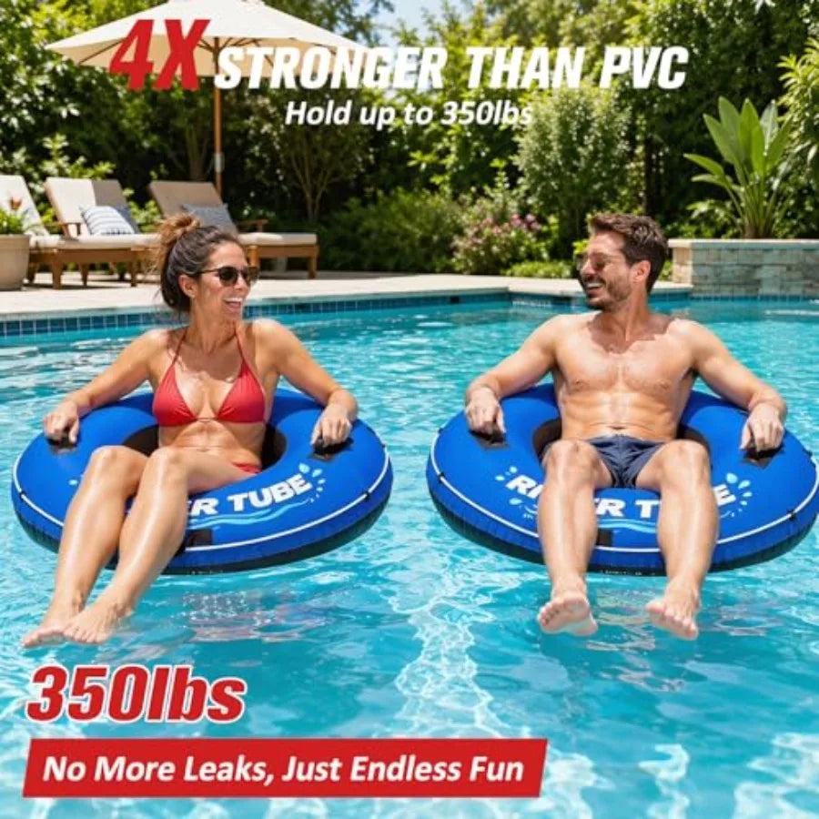 River Tube 48'' Heavy Duty Rubber River Float Tube for adults lake pool floating rubber material black color commercial grade i