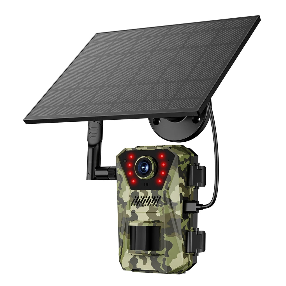 Solar Powered Infrared Outdoor Trail Camera Waterproof Game Wildlife Cam Live Video Game Camera for Outdoor Monitoring