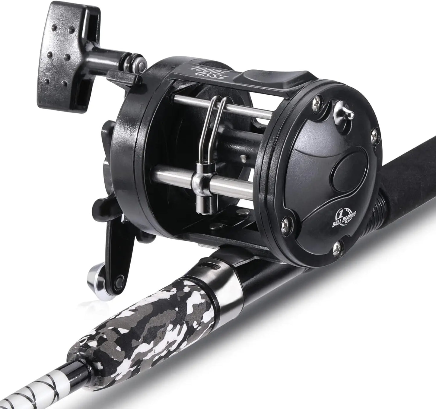 Medium Heavy Fiberglass Fishing Rod and Reel Combo 6/7ft – Heavy Duty Trolling Reel for Catfish Salmon Steelhead
