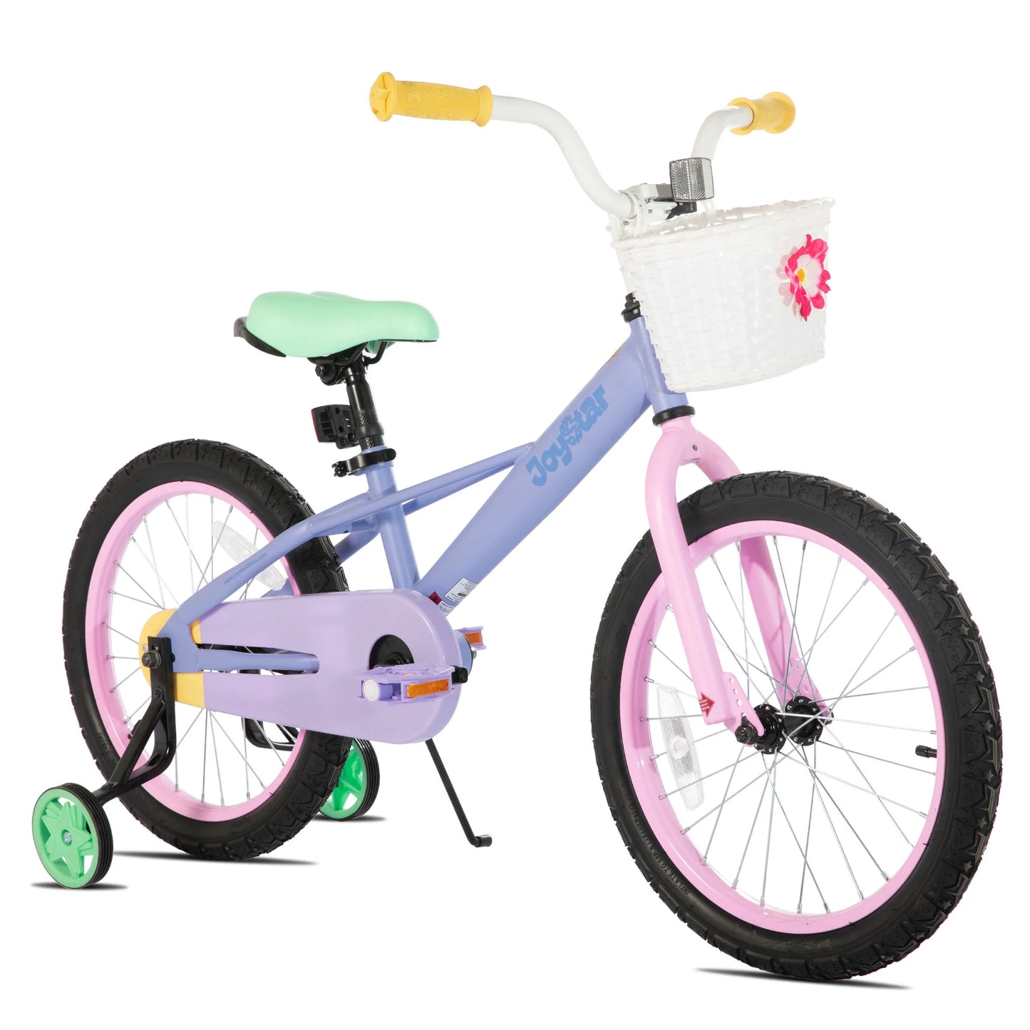 JOYSTAR Macaroon Kids Bike 12-18 Inch Training Wheels Basket Rainbow Colors for Girls 2-9 Years Toddler Bicycle Children's Cycling