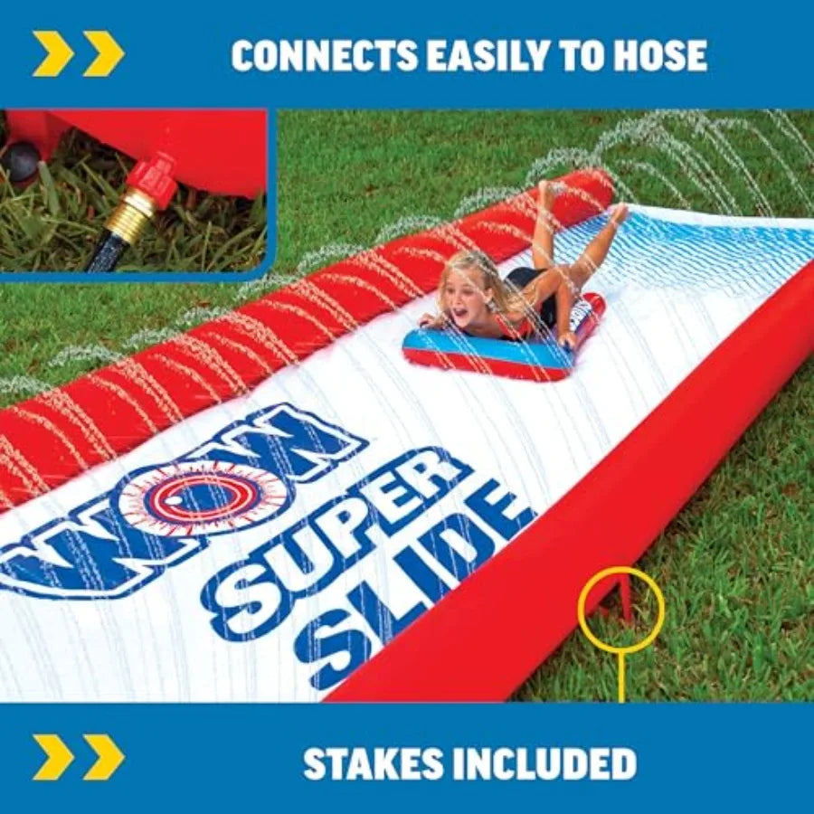 Super Slide Giant Backyard Slip and Water Slide with Sprinkler Extra Long 25 x 6 ft Blue PVC Water Slide for Outdoor