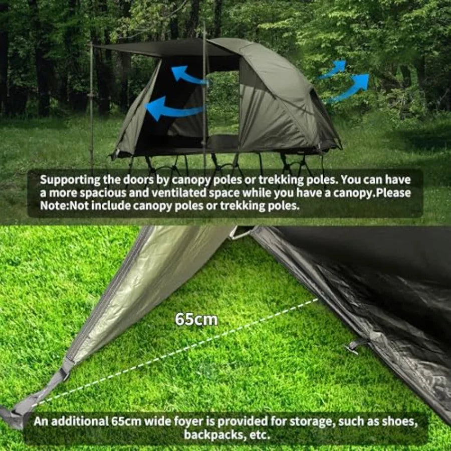 TENPLAY 1-Person Cot Tent Flysheet, Must be Used with Matching, Lightweight, Waterproof, Sun Protection, Nylon, Easy Setup, Exp