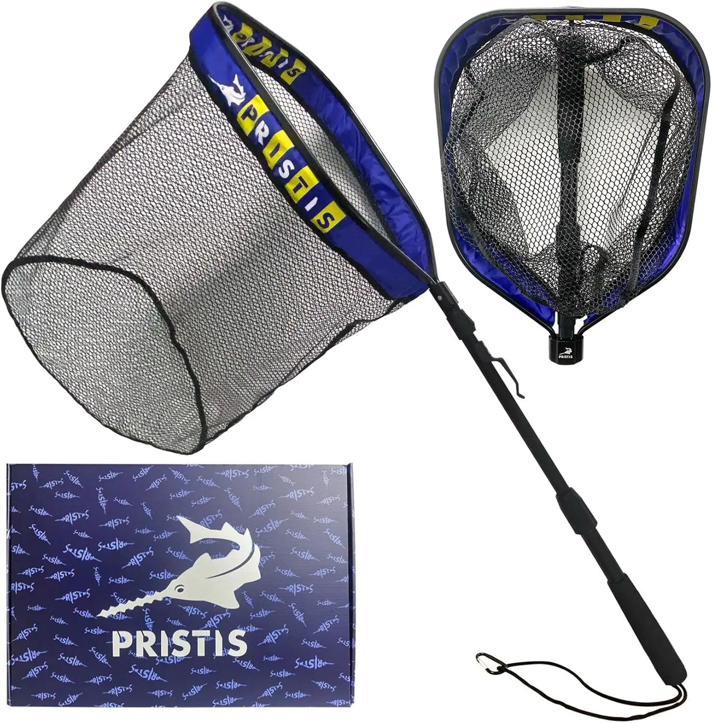 Lightweight Floating Fishing Net with Telescopic Pole, 20'' Deep, Rubber Coated, Foldable for Boat Kayak