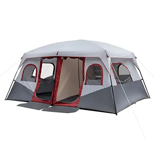 10-Person Waterproof Windproof Camping Tent With Two Doors And Separate Rooms