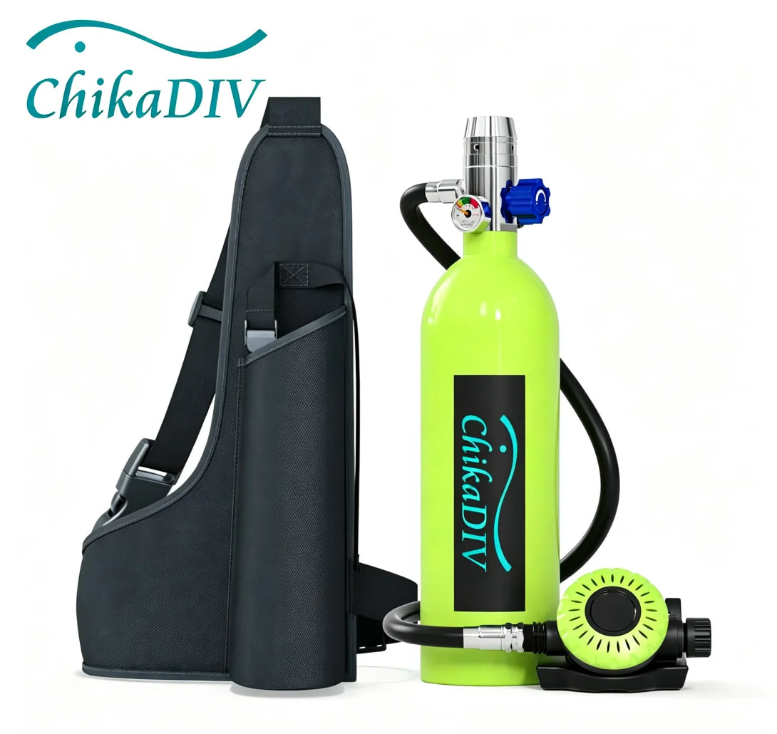 ChikaDIVE Mini Scuba Tank Portable Diving Lung Air Tank with DOT Certified Diving Oxygen Cylinder Kit for Emergency Pony Bottle for Snorkeling Underwater Breathing Training