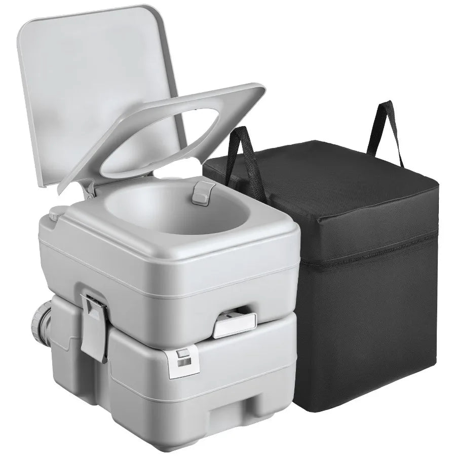 Portable Toilet, 5.3 Gallon Detachable Waste Tank, 120 Flushes, Camping Toilet for Adults, Outdoor Travel Potty with Level Indi
