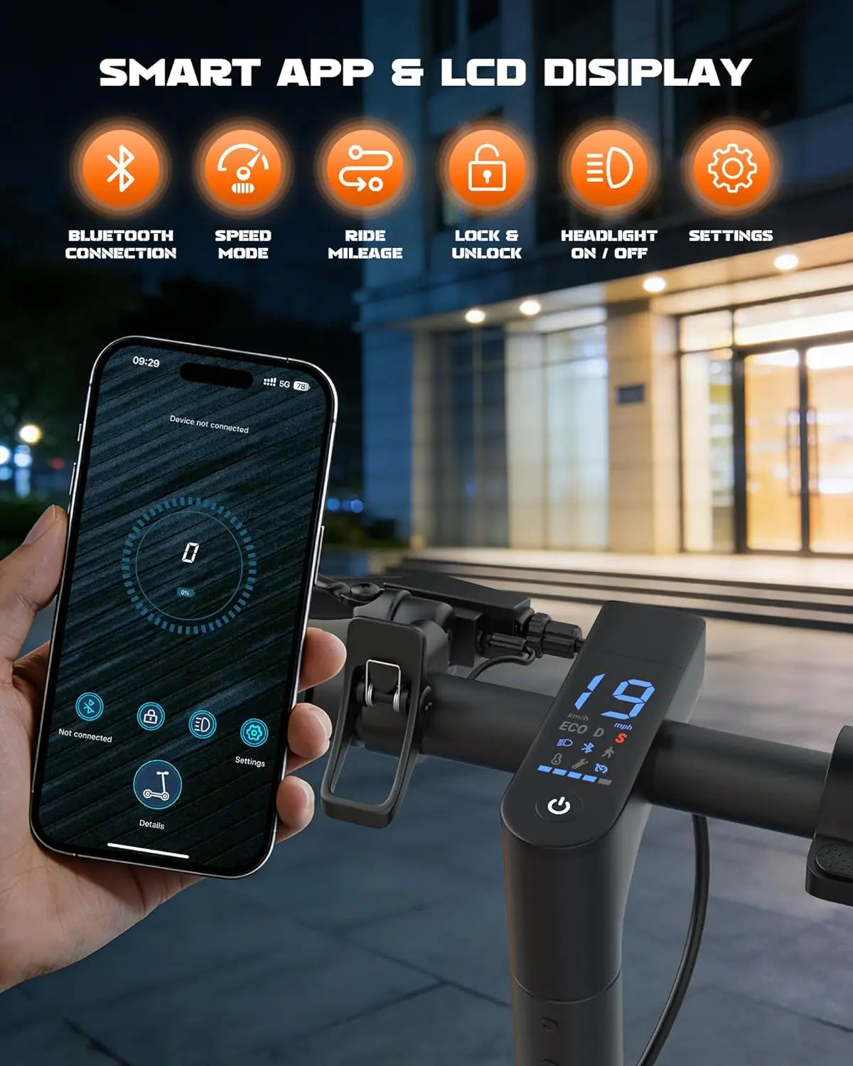 2026 New 8.5‘’ Electric Scooter Solid Tire 350W 19mph APP Smart Control 4 Speed Modes Foldable E-Scooter 16miles Max Range for Campus Commuting
