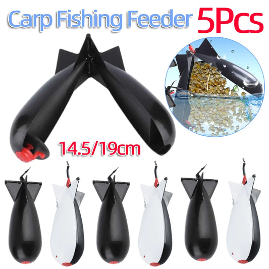 5Pcs Fishing Rocket Feeder Carp Fishing Rocket Feeder Spod Bomb Float Lure Bait Holder Pellet Rocket Feeder Fishing Accessories