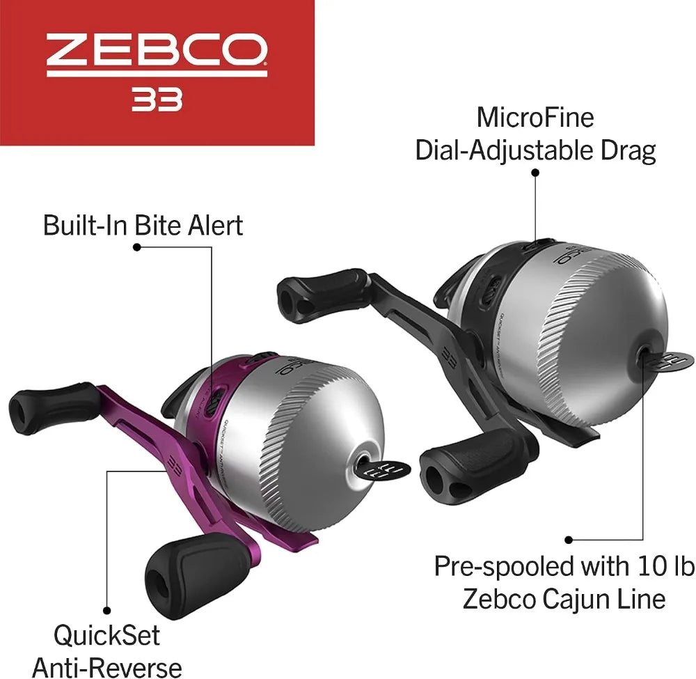 Spincast Reel & 2-Piece Fishing Rod Combo, 5'6" Fiberglass Rod, Anti-Reverse Reel with Bite Alert