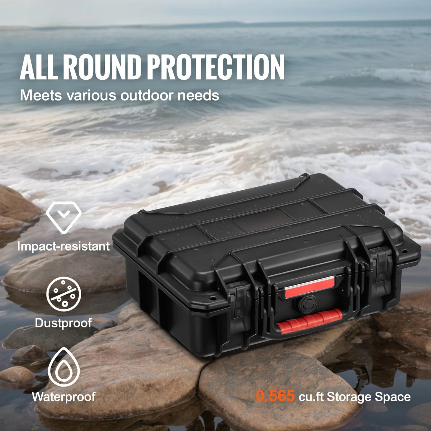 IP67 Weatherproof Hard Case Heavy Duty Protective Case w/ Pre-cut Foam and Handles for Travel Hunting Military Cameras