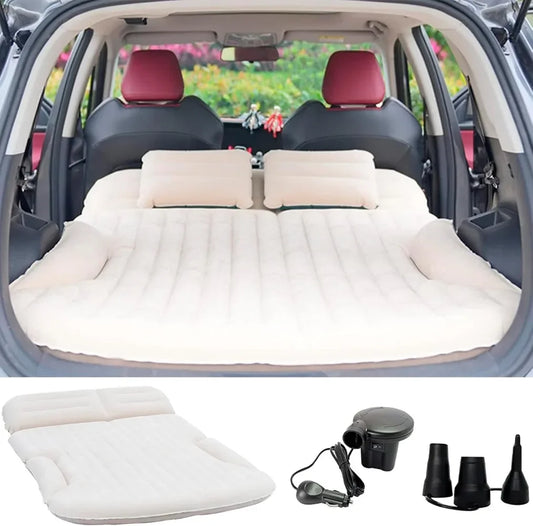 SUV Air Mattress Thickened and Double-Sided Flocking Travel Camping Bed with 2 Pillows