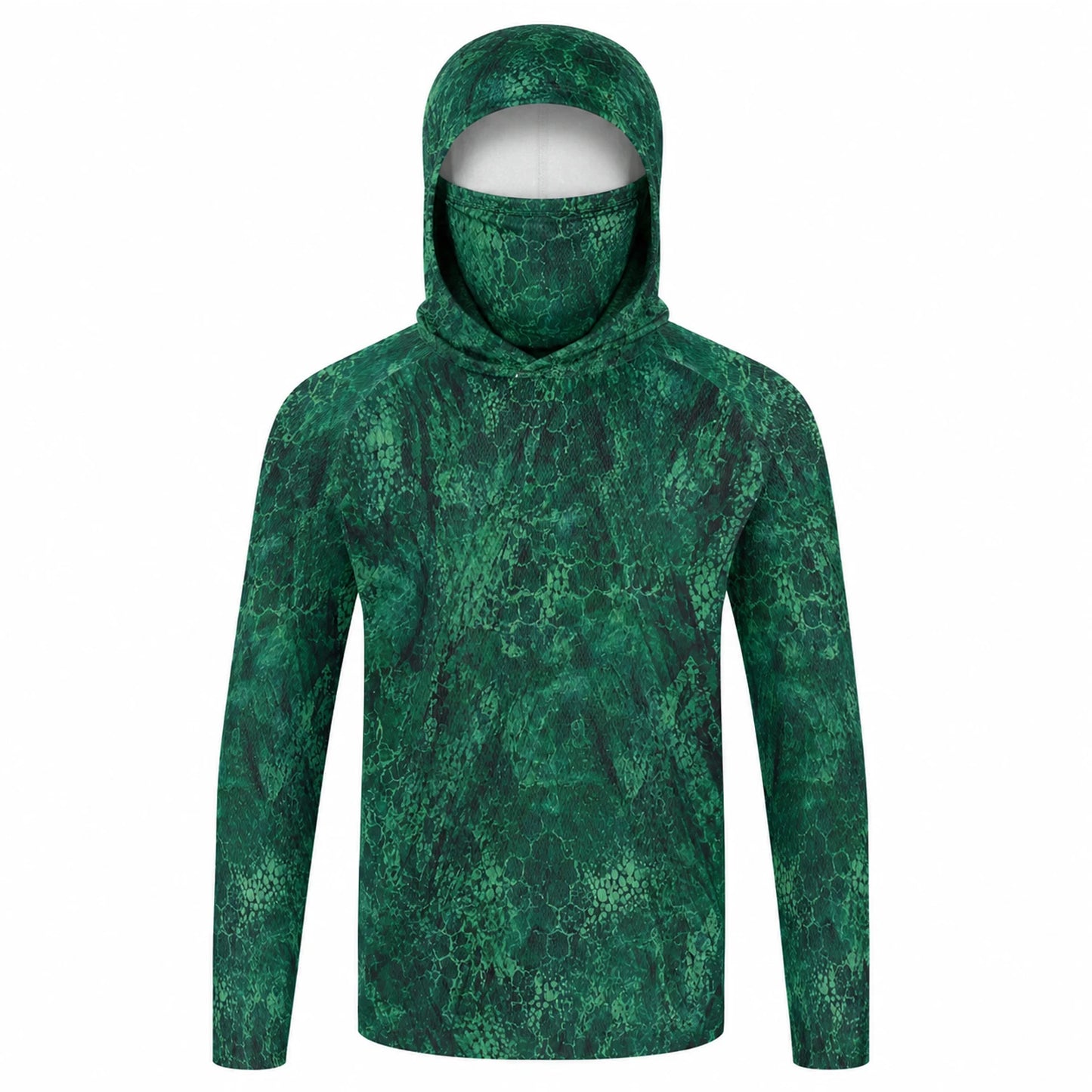Men's Hooded Fishing Shirt with Face Mask UPF 50+ Sun Protection Long Sleeve Outdoor Performance Hoodie