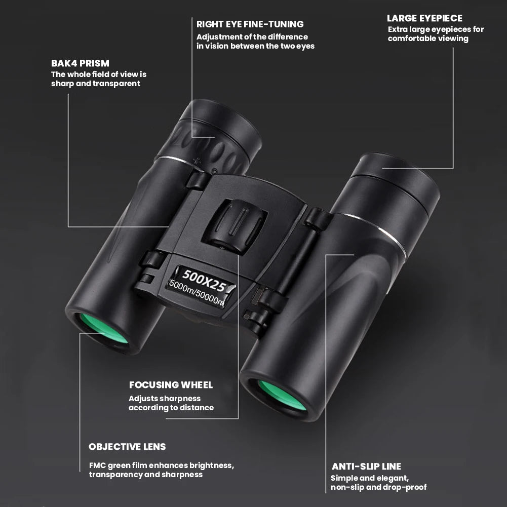 Portable Binoculars Long Range HD Powerful Binoculars Professional Binoculars for Hunting Sports Outdoor Camping Travel