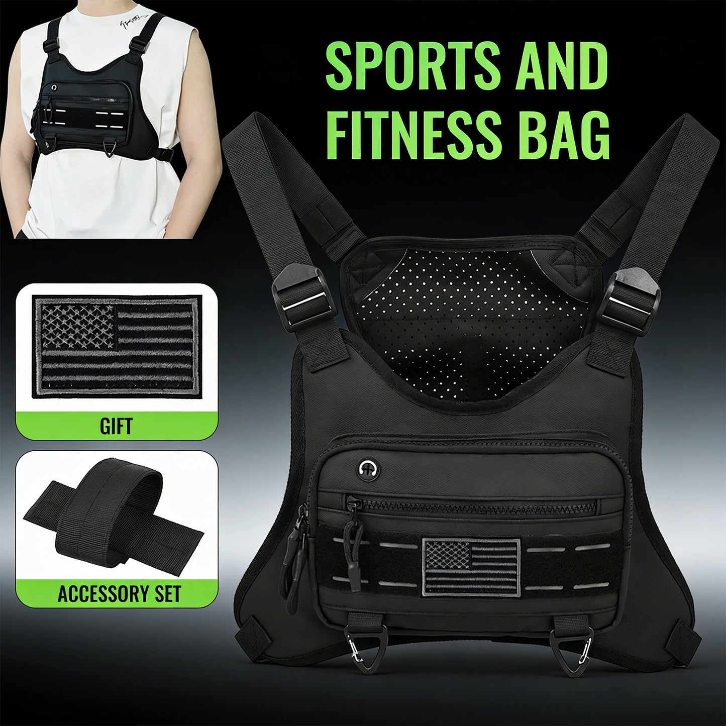 Chest Bag Anti-Theft Multi-Functional EDC Travel Chest Pack for Workouts Cycling Hiking Motorcycle Accessories