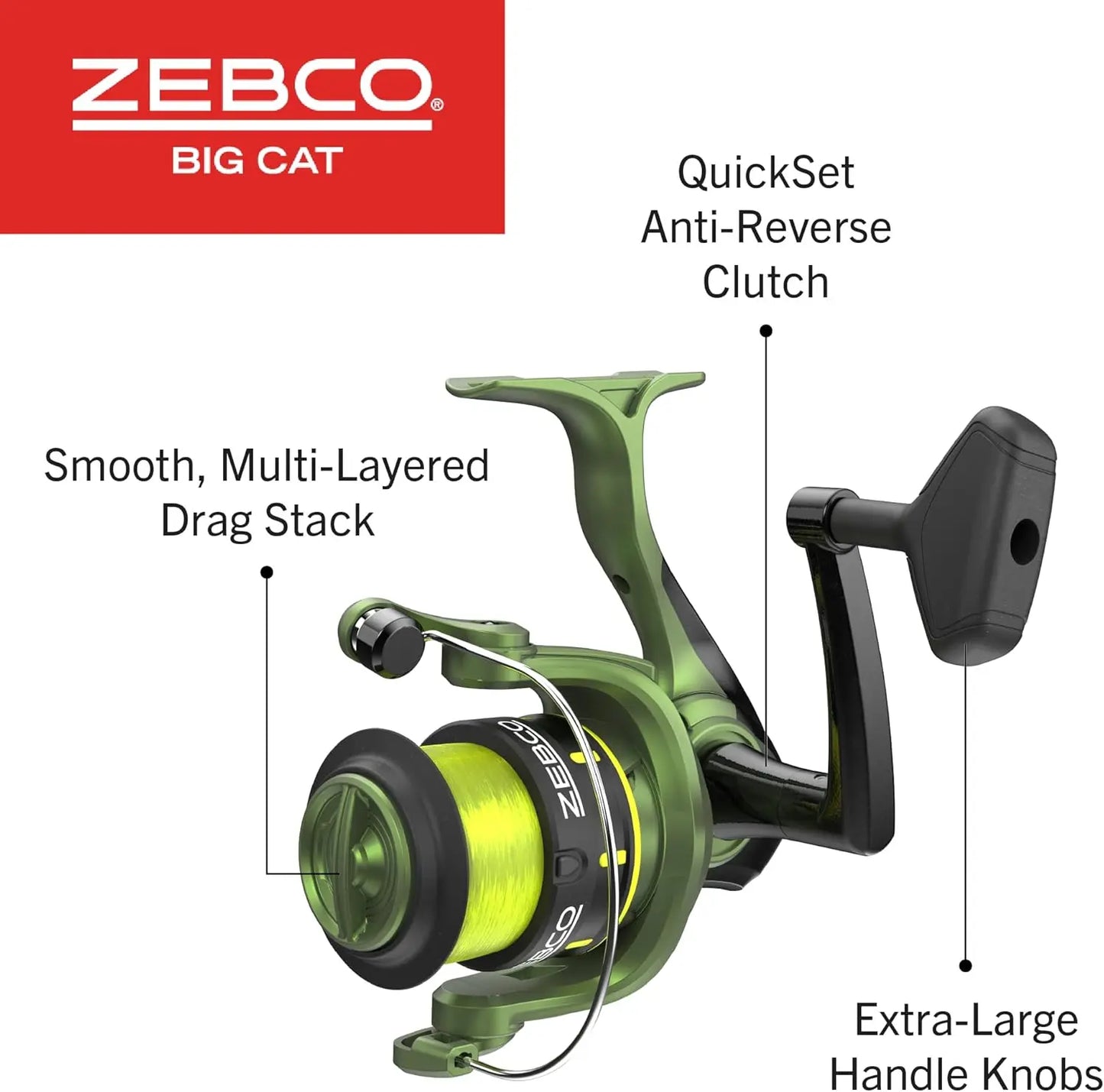 Heavy Power Catfish Spinning Reel & 8ft Fishing Rod Combo, Fast Action, 5.0:1 Gear Ratio, Pre-Spooled