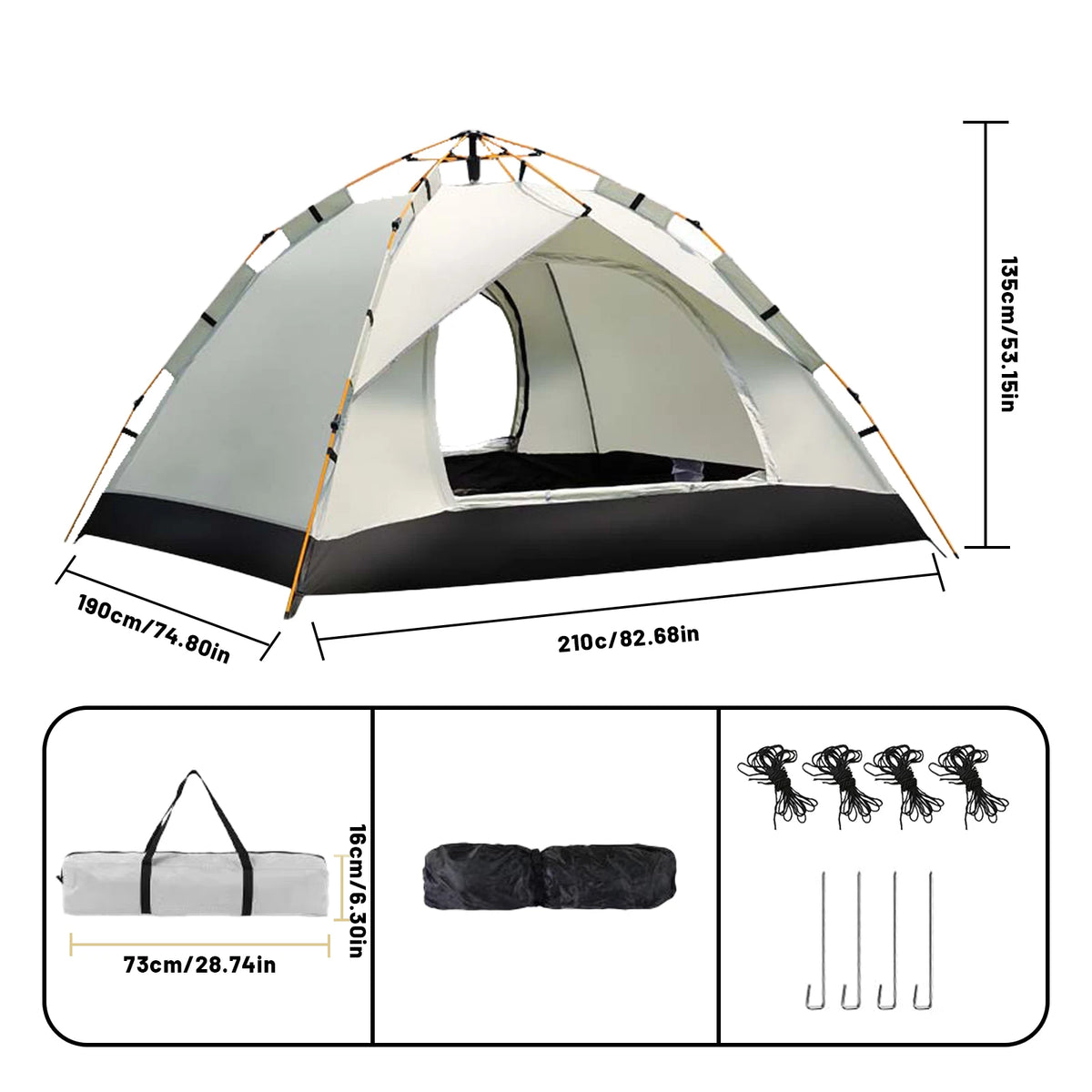 Automatic Quick-opening Tent Outdoor Self-driving Travel Camping Tent Rainproof Sunshine-proof TentTwo doors without windows