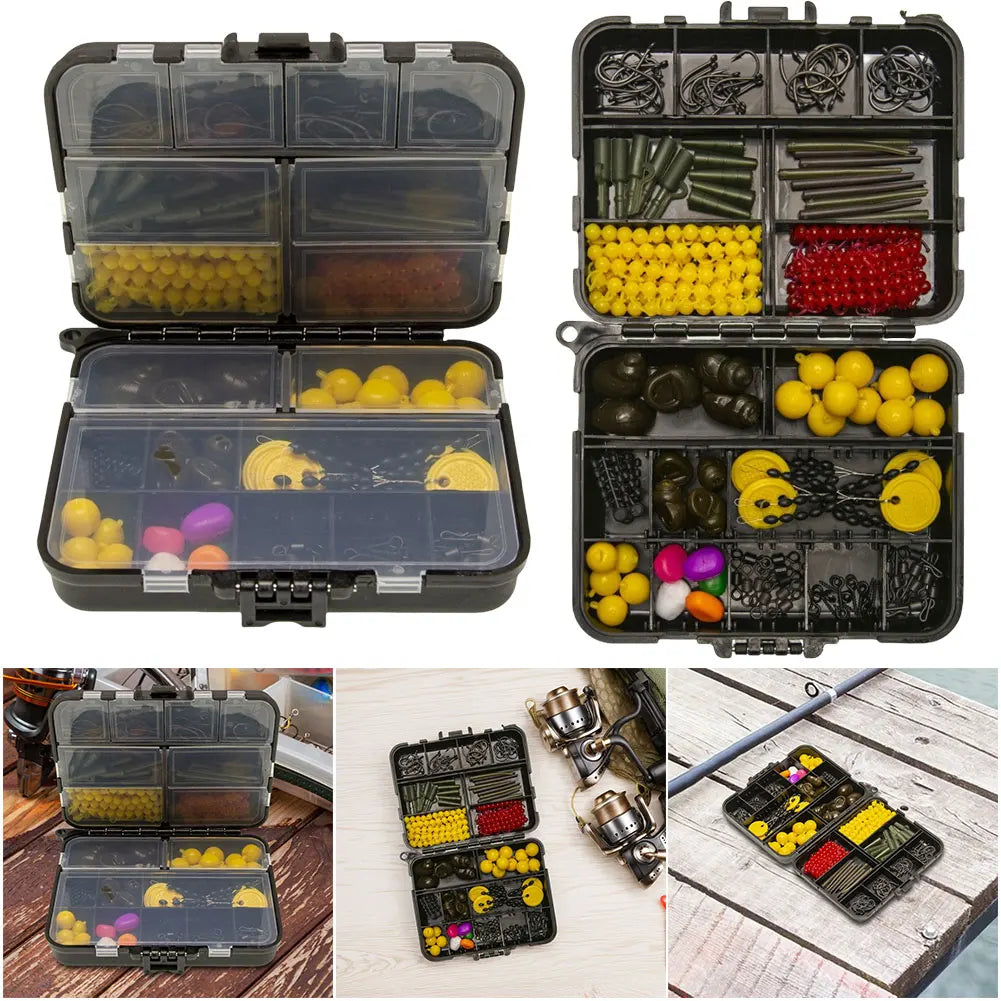 145 Pcs Swivels Lures Carp Fishing Set Include Sinker Weight Double Sided Fishing Box Kit Fishing Tools Accessories Complet