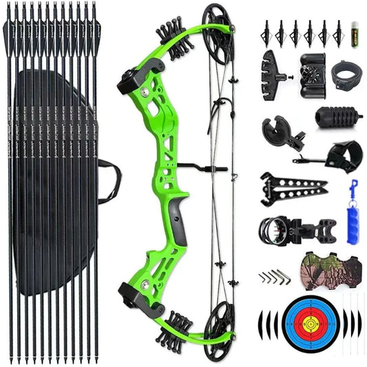 Compound Bow Set 1545lbs for Pull Beginner and Teens Right Handed Adjustable 1829 Draw Length 320 FPS Speed Hunting Bow Archery