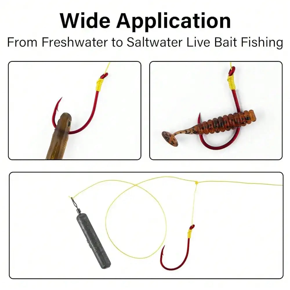 100 Pack Octopus Fishing Hook Saltwater & Freshwater Live Bait Offset Catfish Bass Surf Fishing Hooks Texas Drop Shot Rig Carp Bluegill Tuna