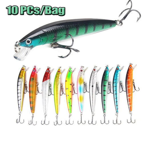 10 PCs Realistic Design Depth Fishing Lures Minnow Fishing Lures Versatile Depth Length 10cm Lifelike Design Plastic Fish Lure
