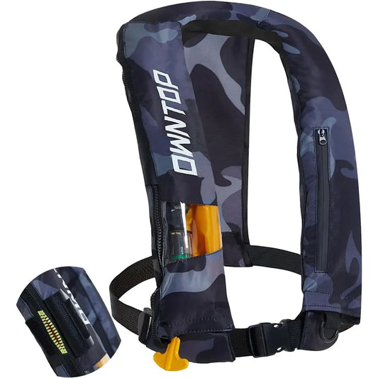 Inflatable Vest with Manual Conversion, Lightweight, Zippered, Ideal for Kayaking and Fishing, Includes 24g CO2 Cylinder