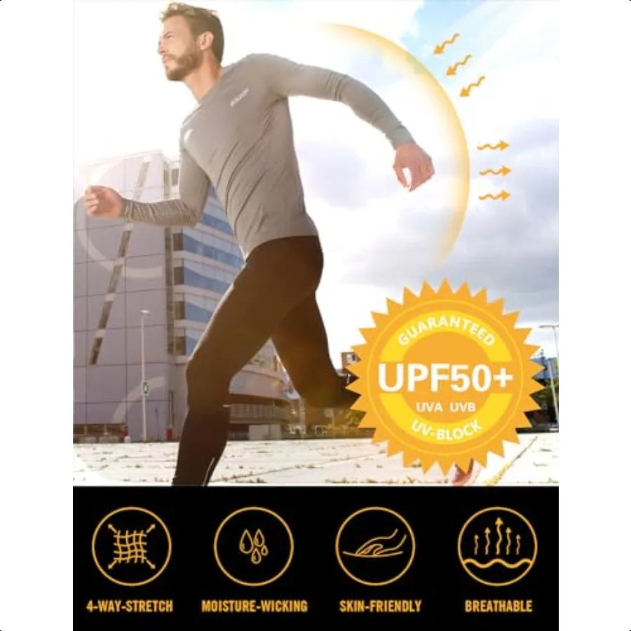 baleaf Men's Sun Protection Shirts UV SPF UPF 50+ Long Sleeve Rash Guard Fishing Running Quick Dry Lightweight