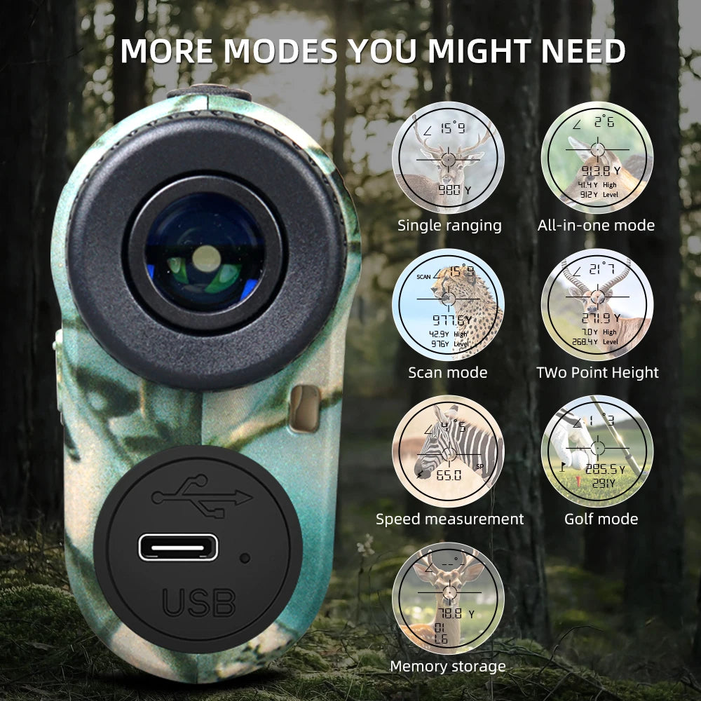 REVASRI 6x 1000M Laser Rangefinder for Hunting,  with Horizontal Vertical distance Speed and Scan Modes,Range Finder Monocular