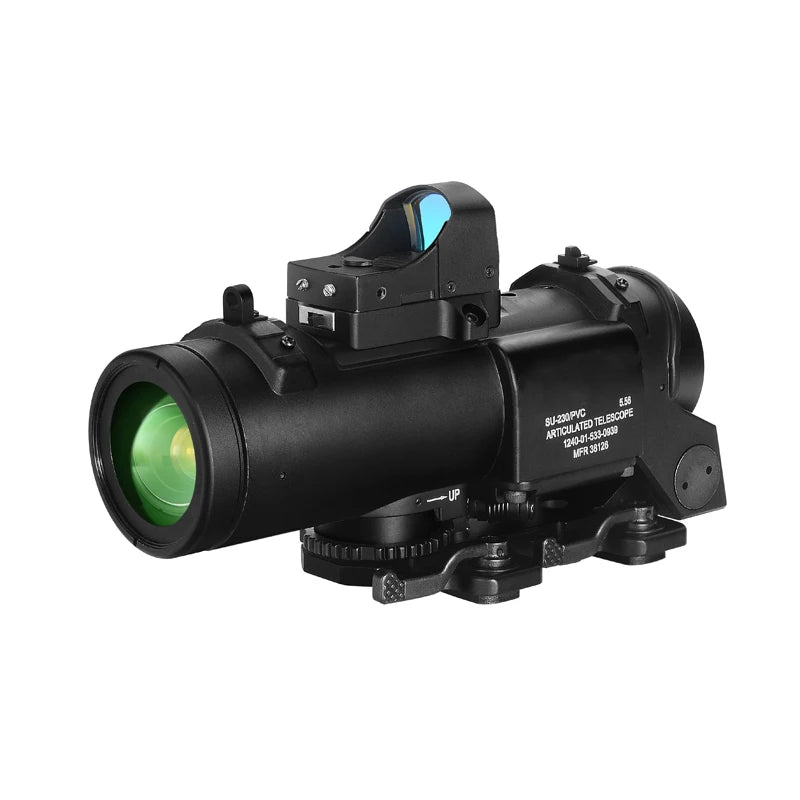 Rifle Scope 1x-4x Fixed Dual Purpose Red illuminated with Mini Red Dot Sight Hunting Scope