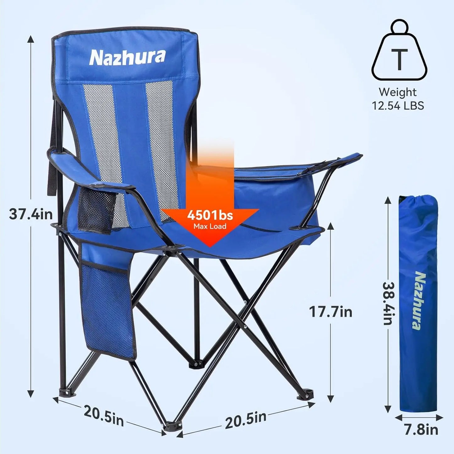 4 Pack Outdoor Camping Chairs Folding/Foldable/Portable with Cooler Pouch, Mesh Backrest and Cup Holder, Customized